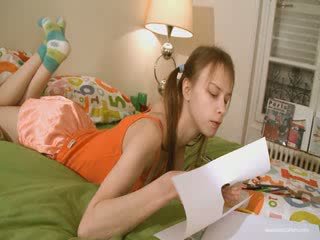 Cute girlfriend doing nasty homework