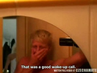 Tight horny blond chick gets morning surprise