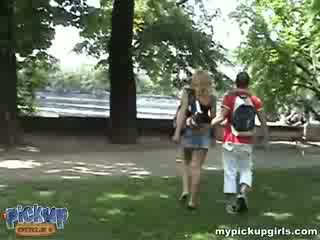 A blondie foxy lady sets the pace and fucks with a stranger
