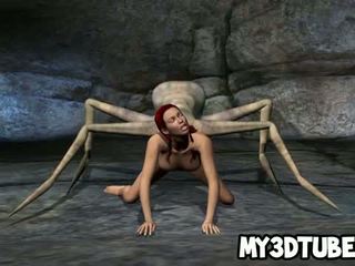 3D Redhead Babe Getting Fucked By An Alien Spider