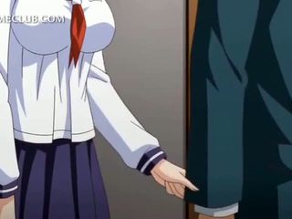 Anime dievča v uniforma blowing veľký vták