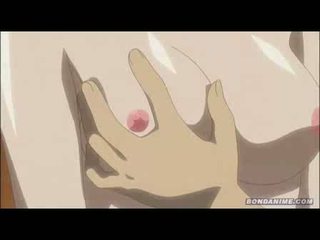 Comel hentai anime gadis masturbates dan kemudian pumped