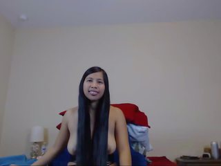 Cute Long Haired Asian Striptease and Hairplay: HD Porn 7a