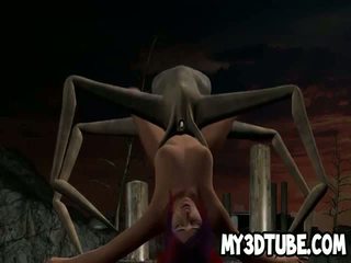 3D cartoon babe getting fucked by an alien spider