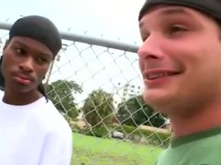 Black thug meets white guy for gay blowjob