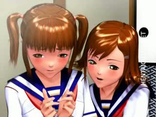 Two 3D Anime Schoolgirls Gets Nailed